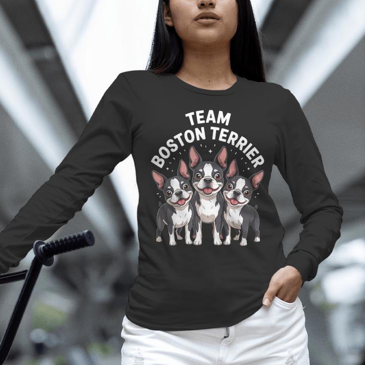 Cute Cartoon For Dog Owners Pet Team Boston Terrier Women Long Sleeve T-Shirt, gift for family, gift for coworker