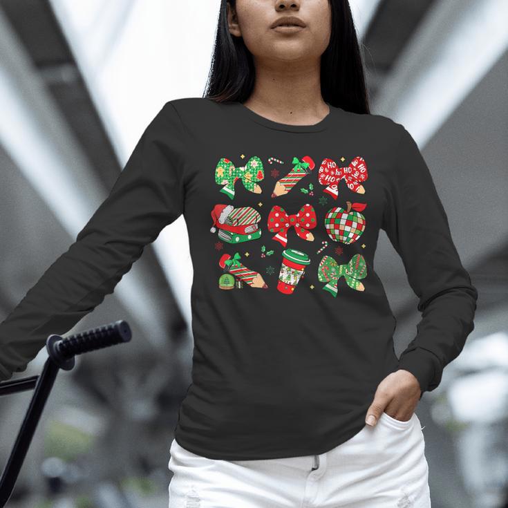 Cute Coquette Pencil Bow Christmas School Teacher Student Women Long Sleeve T-Shirt, gift for family, gift for coworker Cute Coquette Pencil Bow Christmas School Teacher Student Women Long Sleeve T-Shirt, gift for family, gift for coworker