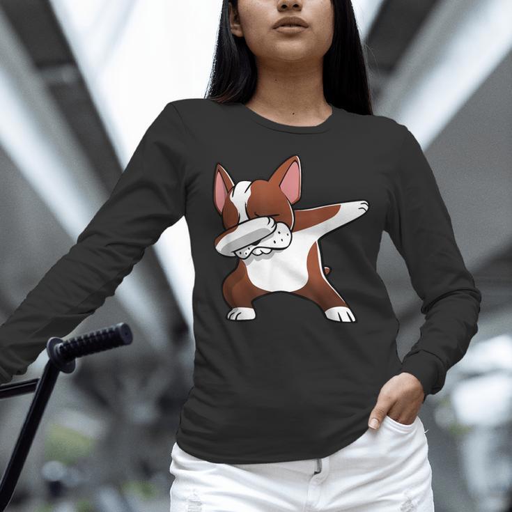 Dabbing Red Boston Terrier Dab Dance Dog Men Women Kids Women Long Sleeve T-Shirt, gift for family, gift for coworker