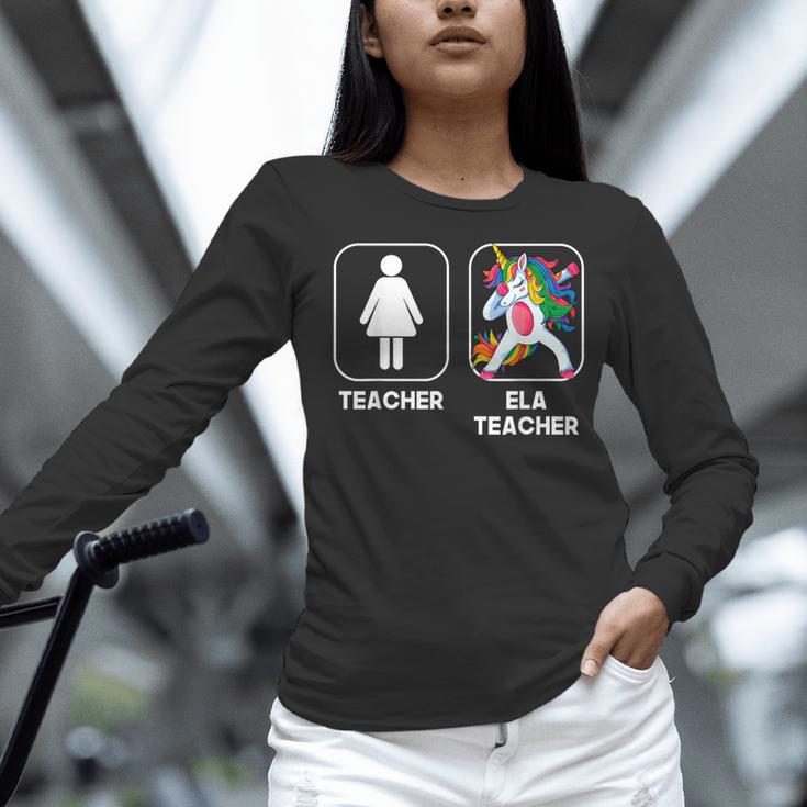 ELA Teacher Dabbing Unicorn Teacher Women Women Long Sleeve T-Shirt, gift for family, gift for coworker