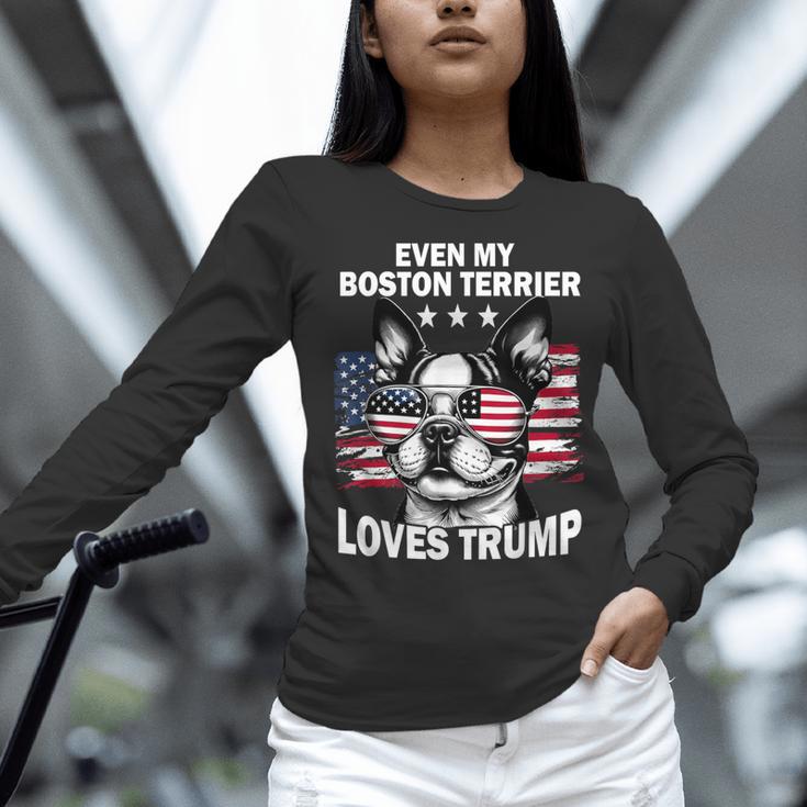 Even My Boston Terrier Loves Trump Trump Supporter Dog Lover Women Long Sleeve T-Shirt, gift for family, gift for coworker