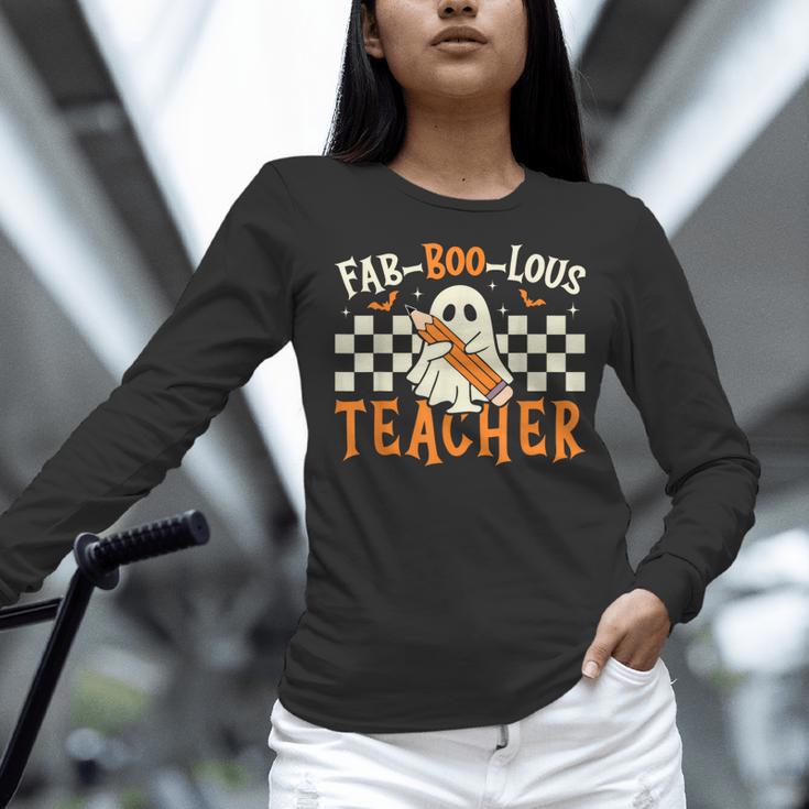 Fab Boo Lous Teacher Retro Ghost Spooky Halloween Costume Women Long Sleeve T-Shirt, gift for family, gift for coworker Fab Boo Lous Teacher Retro Ghost Spooky Halloween Costume Women Long Sleeve T-Shirt, gift for family, gift for coworker