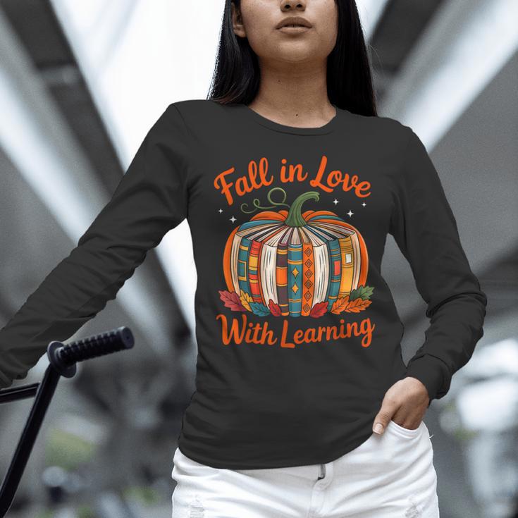 Fall In Love With Learning Book Lover Autumn Pumpkin Teacher Women Long Sleeve T-Shirt, gift for family, gift for coworker Fall In Love With Learning Book Lover Autumn Pumpkin Teacher Women Long Sleeve T-Shirt, gift for family, gift for coworker