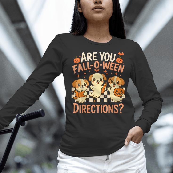 Are You Fall O Ween Directions Teacher Halloween Dog Ghost Women Long Sleeve T-Shirt, gift for family, gift for coworker