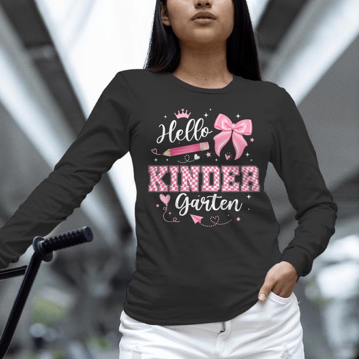 First Day Of School Teacher Girl Coquette Hello Kindergarten Women Long Sleeve T-Shirt, gift for family, gift for coworker First Day Of School Teacher Girl Coquette Hello Kindergarten Women Long Sleeve T-Shirt, gift for family, gift for coworker