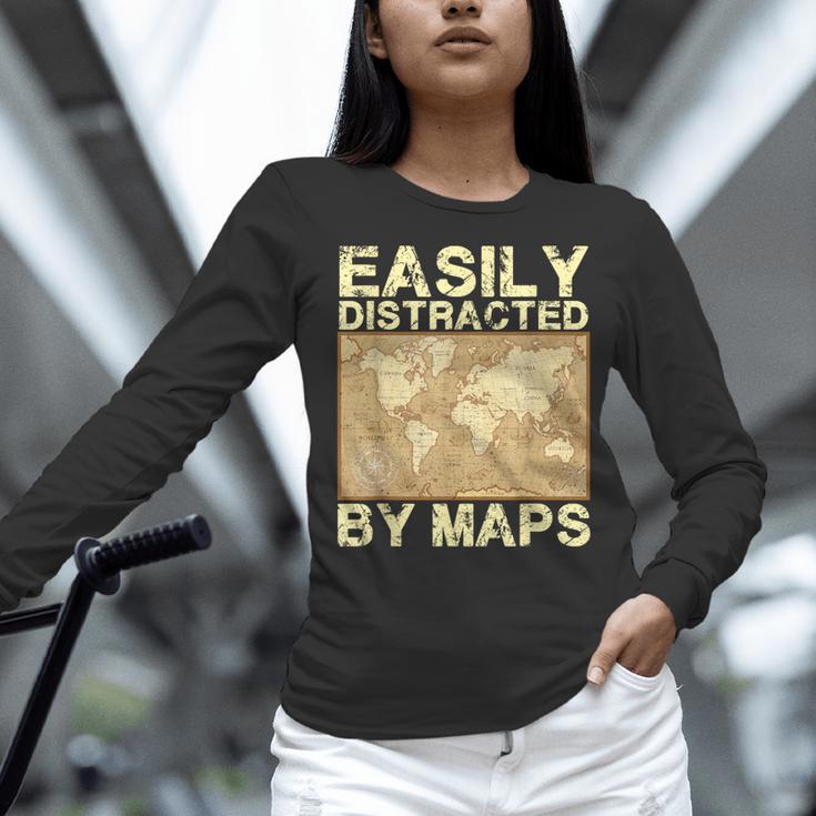Geography Teacher Easily Distracted By Maps Women Long Sleeve T-Shirt, gift for family, gift for coworker Geography Teacher Easily Distracted By Maps Women Long Sleeve T-Shirt, gift for family, gift for coworker