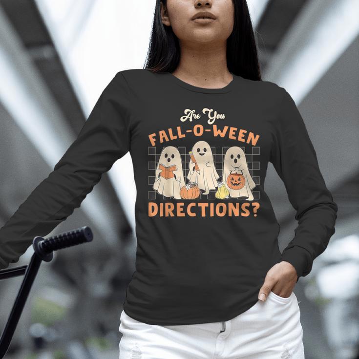Ghost Are You Fall-O-Ween Directions Teacher Halloween Women Long Sleeve T-Shirt, gift for family, gift for coworker