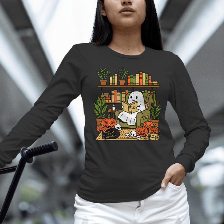 Ghost Library Reading Books Halloween Librarian Teacher Women Long Sleeve T-Shirt, gift for family, gift for coworker Ghost Library Reading Books Halloween Librarian Teacher Women Long Sleeve T-Shirt, gift for family, gift for coworker