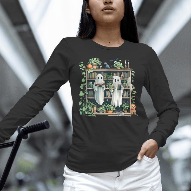 Ghost Plant Library Halloween Reading Books Teacher Vintage Women Long Sleeve T-Shirt, gift for family, gift for coworker Ghost Plant Library Halloween Reading Books Teacher Vintage Women Long Sleeve T-Shirt, gift for family, gift for coworker