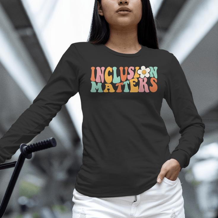 Gnoovy Vintage Inclusion Matters Special Education Teacher Women Long Sleeve T-Shirt, gift for family, gift for coworker