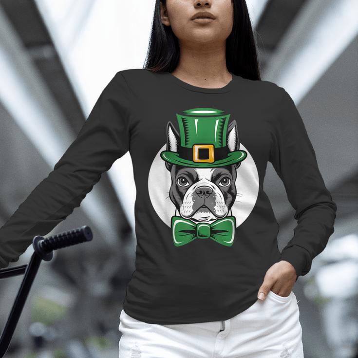 Green Boston Terrier Shamrock St Patricks Day Boston Terrier Women Long Sleeve T-Shirt, gift for family, gift for coworker