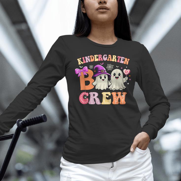 Groovy Kindergarten Boo Crew Kinder Halloween Teacher Kids Women Long Sleeve T-Shirt, Groovy Teacher Shirts, gift for family, gift for coworker