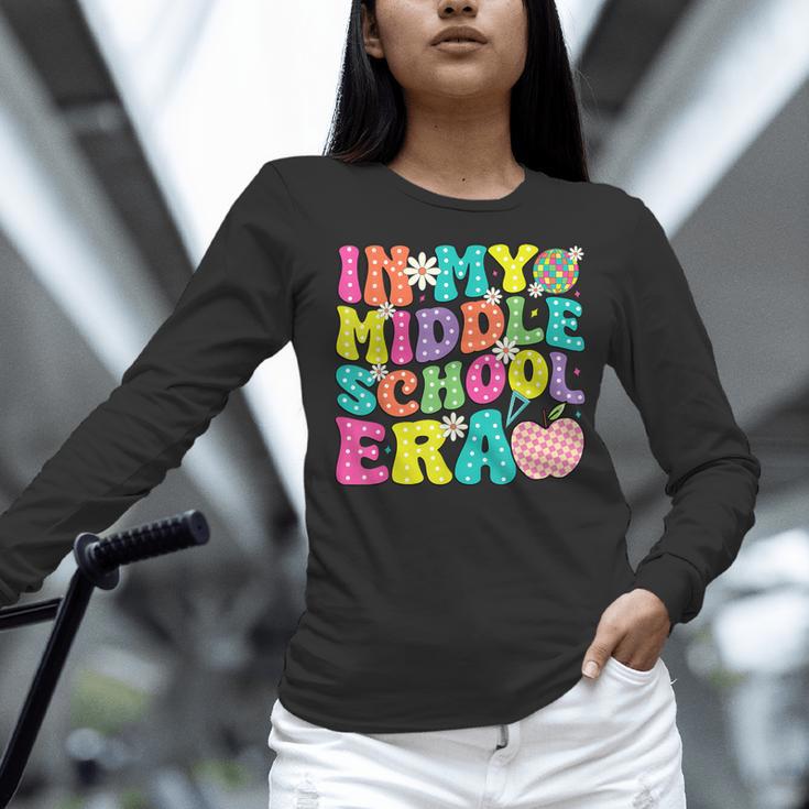 Groovy In My Middle School Era Back To School Teacher Women Long Sleeve T-Shirt, Groovy Teacher Shirts, gift for family, gift for coworker