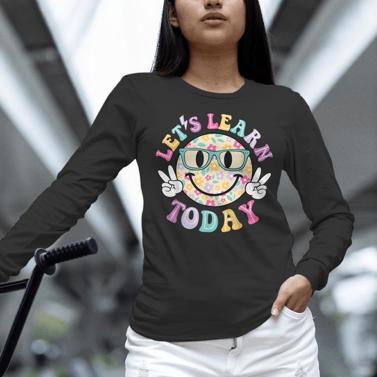 Groovy Retro Lets Learn Today Teacher Student Back To School Women Long Sleeve T-Shirt, Groovy Teacher Shirts, gift for family, gift for coworker Groovy Retro Lets Learn Today Teacher Student Back To School Women Long Sleeve T-Shirt, Groovy Teacher Shirts, gift for family, gift for coworker