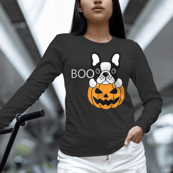 The Halloween Boston Terrier Women Long Sleeve T-Shirt, Boston Terrier Halloween Shirts, gift for family, gift for coworker