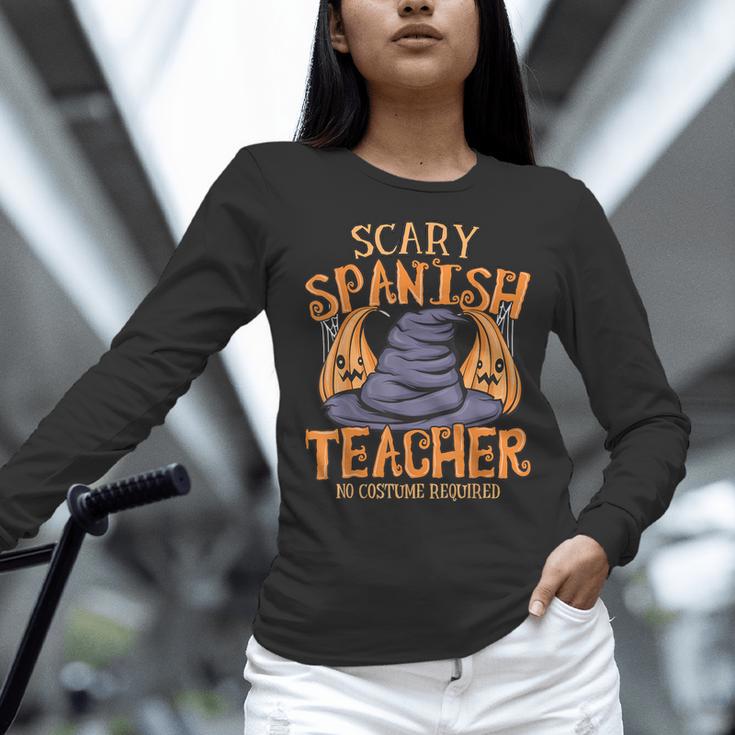 Halloween Scary Spanish Teacher No Costume Required For Men Women Women Long Sleeve T-Shirt, gift for family, gift for coworker Halloween Scary Spanish Teacher No Costume Required For Men Women Women Long Sleeve T-Shirt, gift for family, gift for coworker