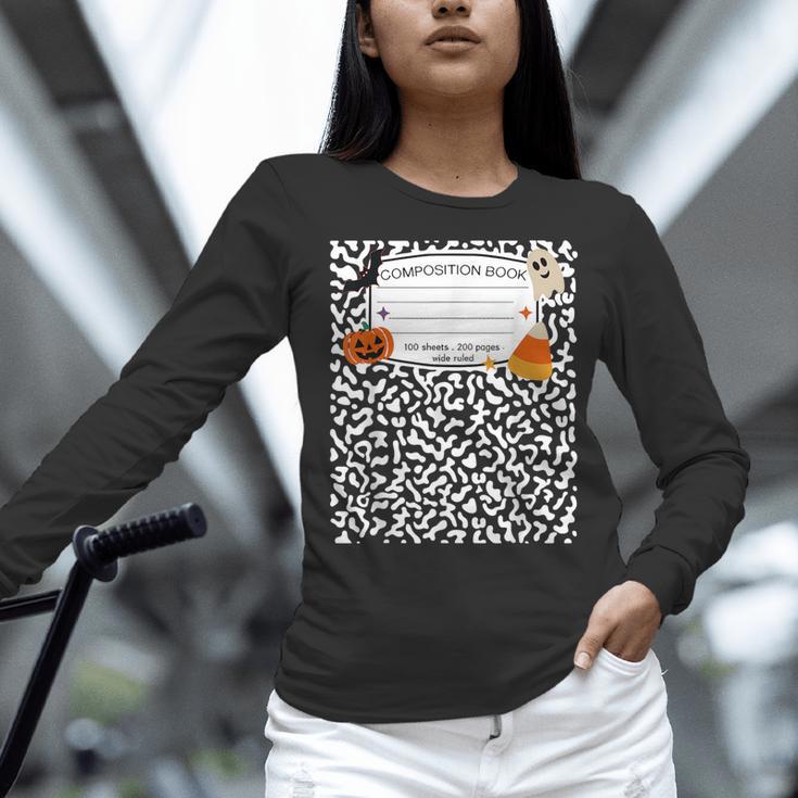 Halloween Teacher Composition Book Notebook Matching Group Women Long Sleeve T-Shirt, gift for family, gift for coworker