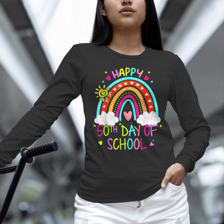 Happy 50th Days Of School Rainbow Teacher 50 Days Smarter Women Long Sleeve T-Shirt, gift for family, gift for coworker Happy 50th Days Of School Rainbow Teacher 50 Days Smarter Women Long Sleeve T-Shirt, gift for family, gift for coworker