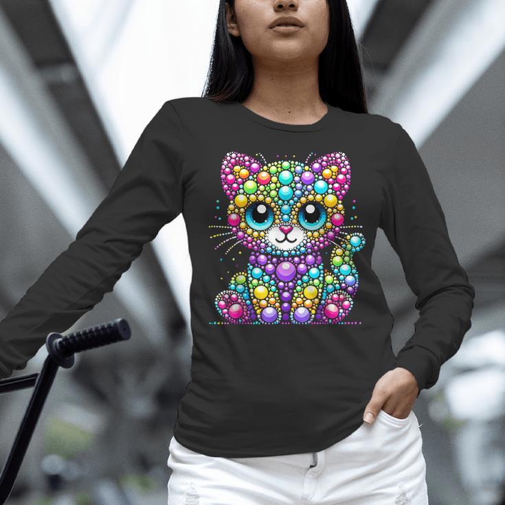 Happy Dot Day Colorful Polka Dot Cat Kitten Teachers Kids Women Long Sleeve T-Shirt, gift for family, gift for coworker