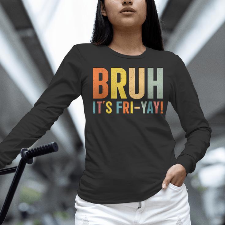 Happy Friyay Teacher Shirt Cute Teacher Fashion Bruh Fri-Yay Women Long Sleeve T-Shirt, gift for family, gift for coworker