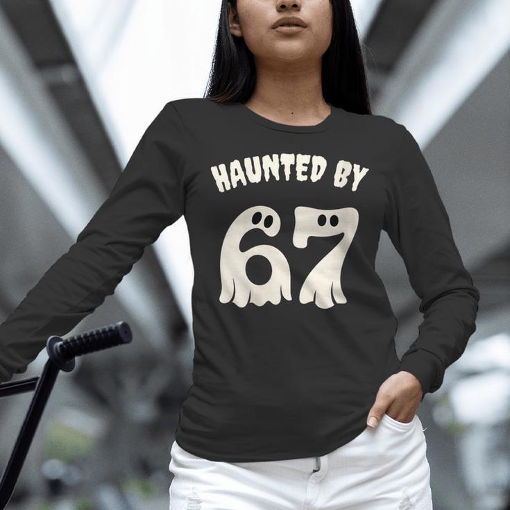 Haunted By 67 Teacher Halloween 6 7 Shirt Women Long Sleeve T-Shirt, gift for family, gift for coworker
