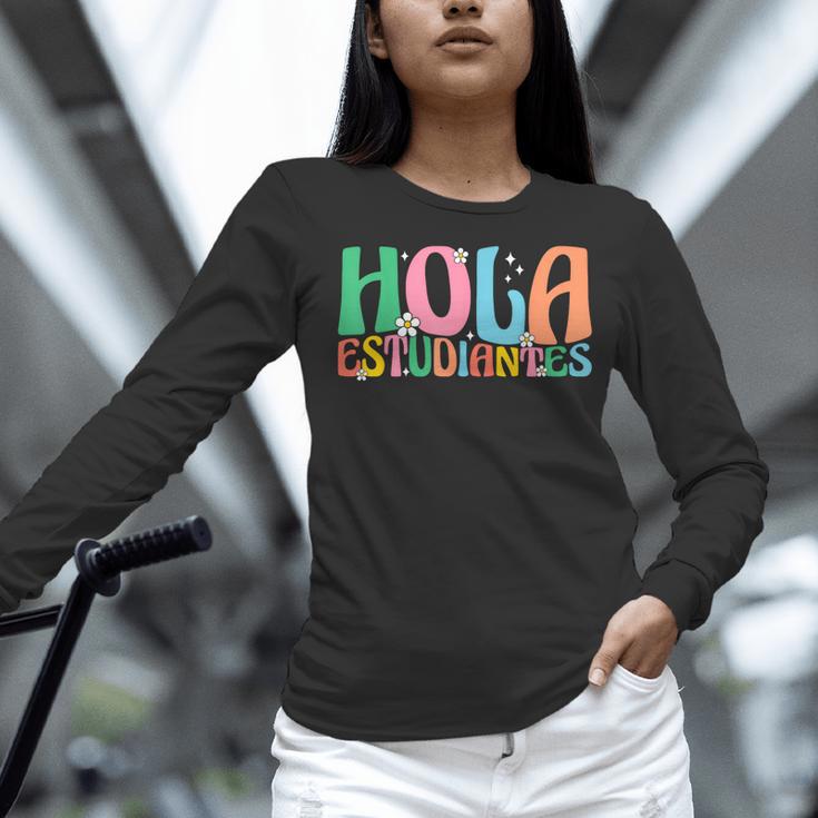 Hola Estudiantes Maestra Back To School Spanish Teacher Women Long Sleeve T-Shirt, gift for family, gift for coworker