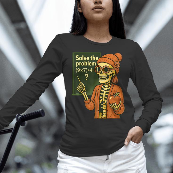 HUGvyn Halloween Skeleton Six Seven 67 Meme PEMDAS Teacher Women Long Sleeve T-Shirt, gift for family, gift for coworker