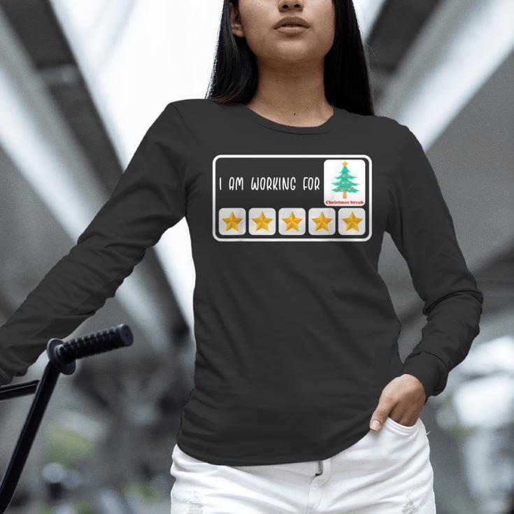 I'm Working For Christmas Break 5 Star Winter Teacher Stars Women Long Sleeve T-Shirt, gift for family, gift for coworker