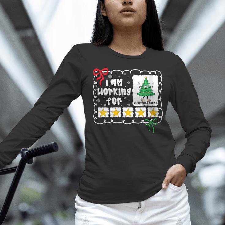 I'm Working For Christmas Break 5 Stars Christmas Teacher Women Long Sleeve T-Shirt, gift for family, gift for coworker I'm Working For Christmas Break 5 Stars Christmas Teacher Women Long Sleeve T-Shirt, gift for family, gift for coworker