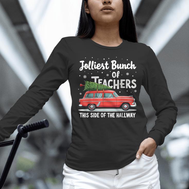 Jolliest Bunch Of Teachers This Side Of The Hallway Xmas PJ Women Long Sleeve T-Shirt, gift for family, gift for coworker Jolliest Bunch Of Teachers This Side Of The Hallway Xmas PJ Women Long Sleeve T-Shirt, gift for family, gift for coworker