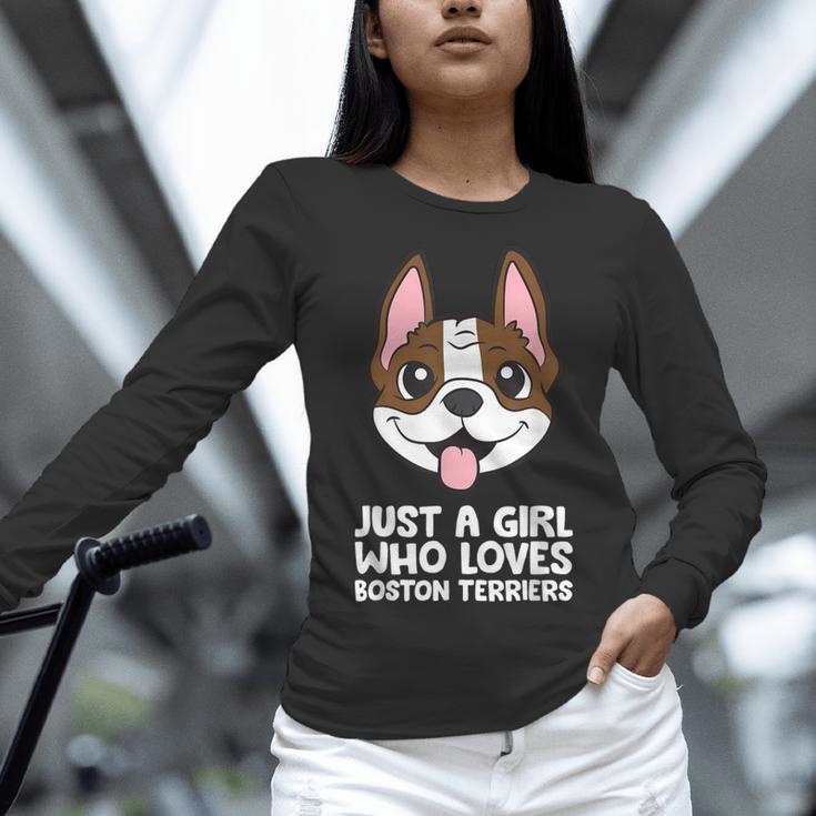 Just a Girl Who Loves Boston Terriers Women Long Sleeve T-Shirt, gift for family, gift for coworker