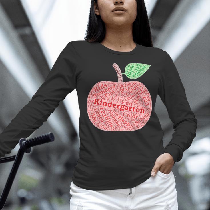 Kindergarten Apple Word Art For Teachers & Students Women Long Sleeve T-Shirt, gift for family, gift for coworker