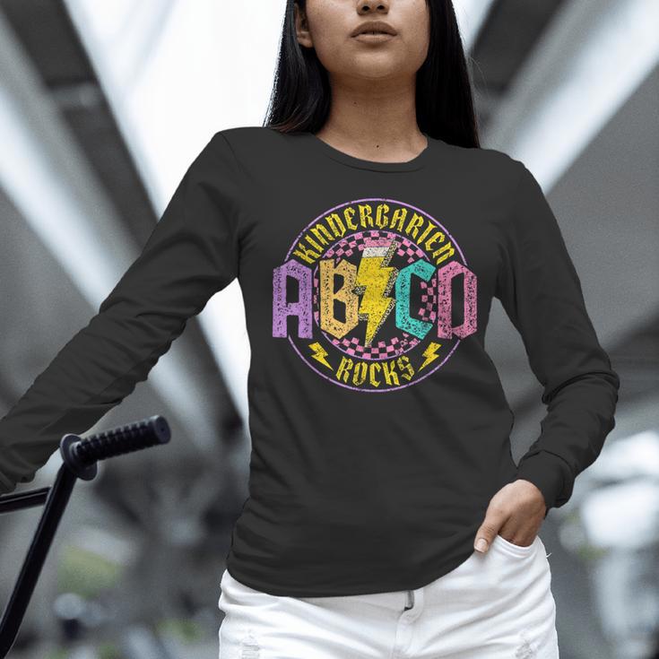 Kindergarten Rocks ABCD Back To School Rock Teacher Women Long Sleeve T-Shirt, gift for family, gift for coworker Kindergarten Rocks ABCD Back To School Rock Teacher Women Long Sleeve T-Shirt, gift for family, gift for coworker