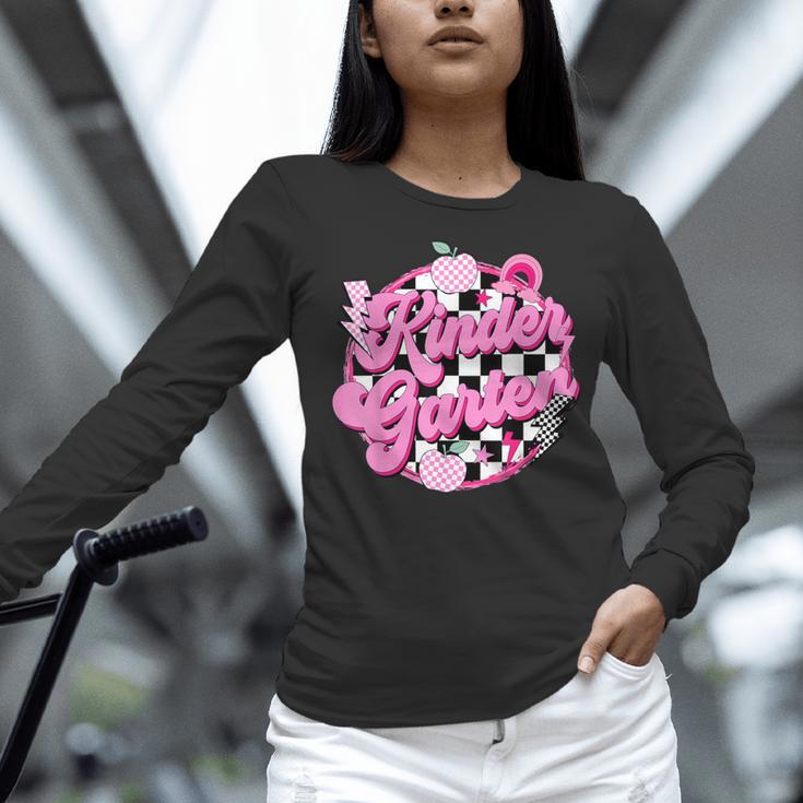 Kindergarten Teacher Women Checkered First Day Of School Women Long Sleeve T-Shirt, gift for family, gift for coworker Kindergarten Teacher Women Checkered First Day Of School Women Long Sleeve T-Shirt, gift for family, gift for coworker