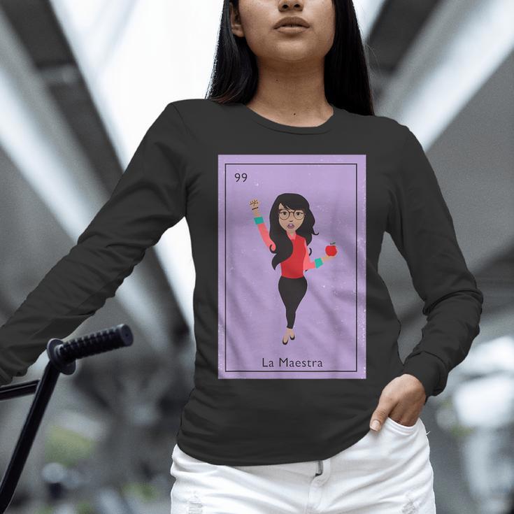 La Maestra Mexican Bingo Card Teacher Lottery Card Women Long Sleeve T-Shirt, gift for family, gift for coworker