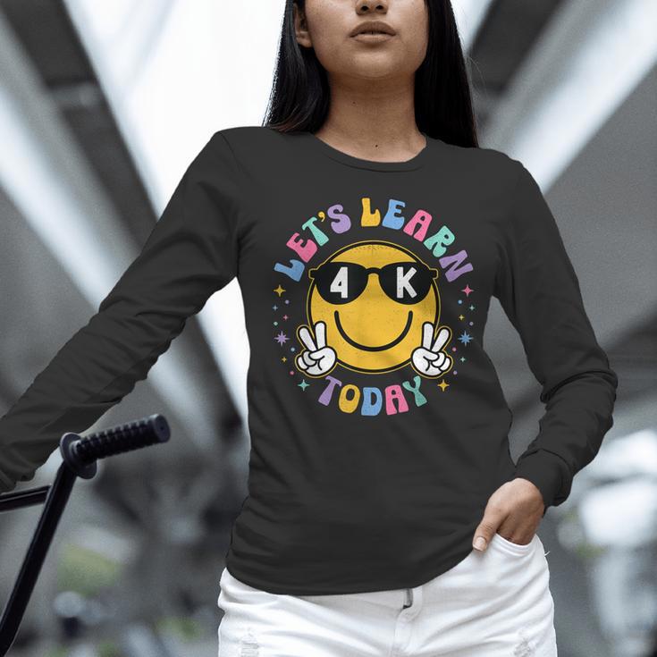 Lets Learn Today Shirt Smile Face 4K Teacher Back To School Women Long Sleeve T-Shirt, gift for family, gift for coworker