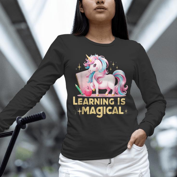 LEARNING IS MAGICAL TEACHER UNICORN BACK TO SCHOOL UNICORN Women Long Sleeve T-Shirt, gift for family, gift for coworker