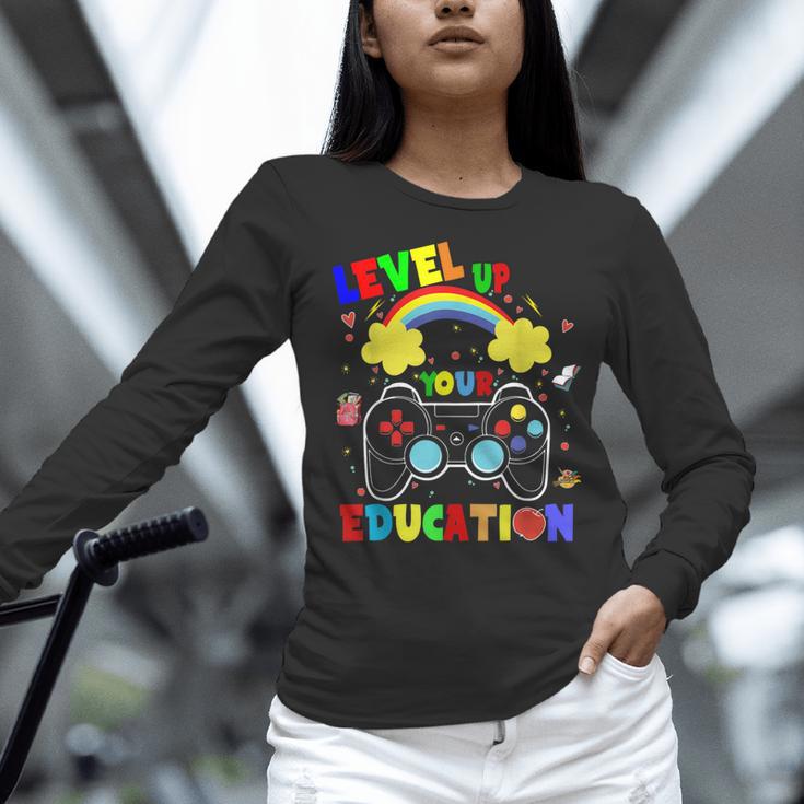 Level Up Your Education Gaming Inspired Teacher Gamers For Men Women Kids Women Long Sleeve T-Shirt, gift for family, gift for coworker Level Up Your Education Gaming Inspired Teacher Gamers For Men Women Kids Women Long Sleeve T-Shirt, gift for family, gift for coworker