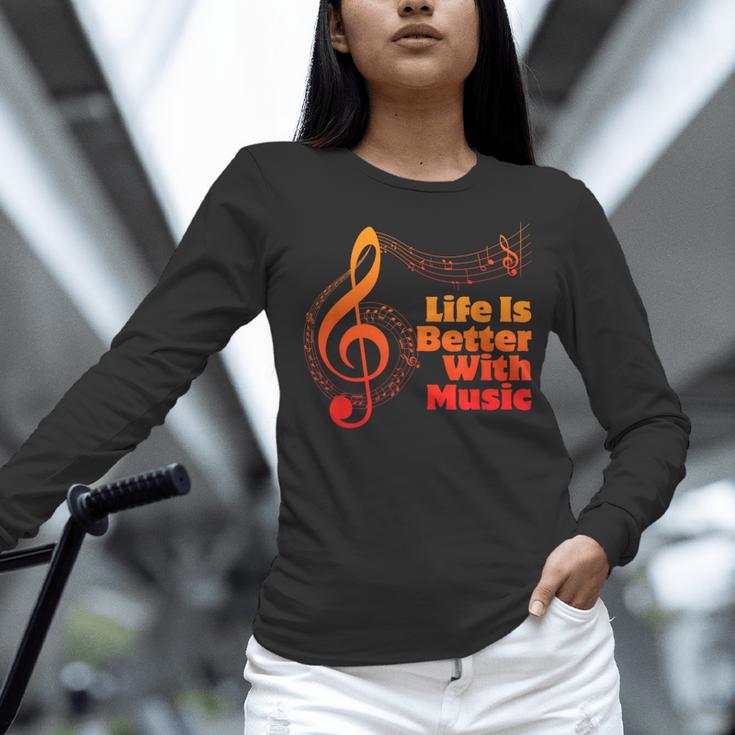 Life Is Better With Music Theory Musician Teacher Notes Clef Women Long Sleeve T-Shirt, gift for family, gift for coworker