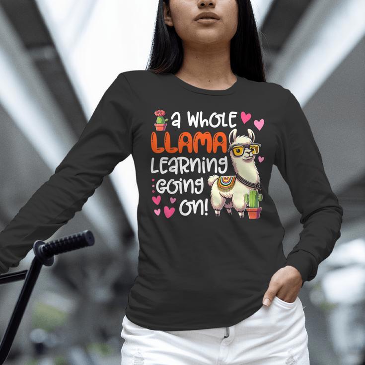 Llama Learning Teachers Students Alpaca Lover Back To School Women Long Sleeve T-Shirt, gift for family, gift for coworker Llama Learning Teachers Students Alpaca Lover Back To School Women Long Sleeve T-Shirt, gift for family, gift for coworker