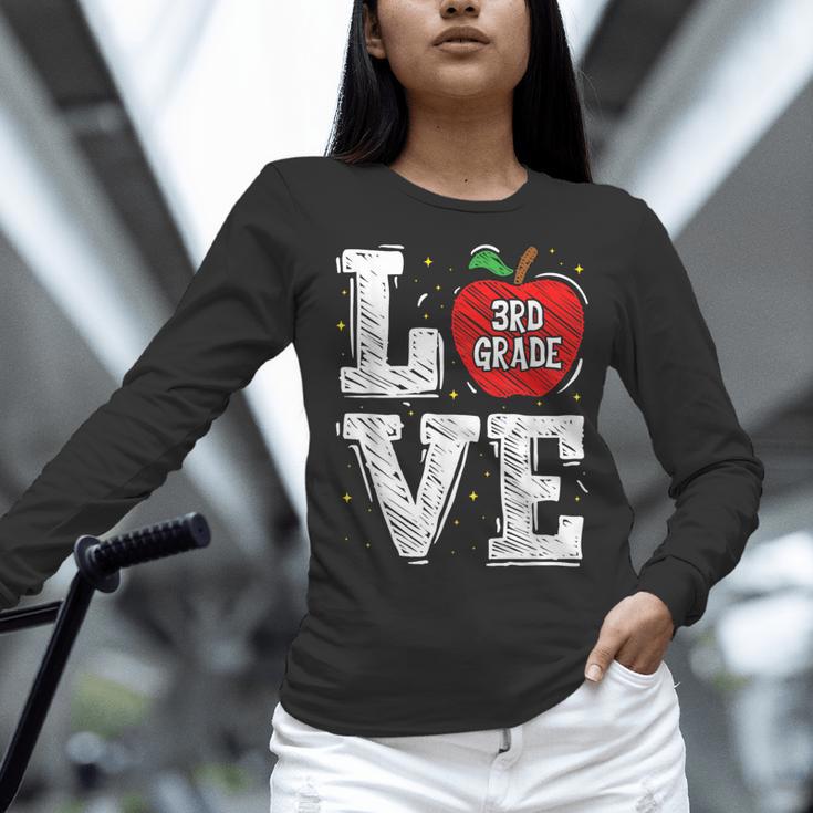 LOVE Apple 3rd Grade Teacher Student School Women Long Sleeve T-Shirt, gift for family, gift for coworker LOVE Apple 3rd Grade Teacher Student School Women Long Sleeve T-Shirt, gift for family, gift for coworker