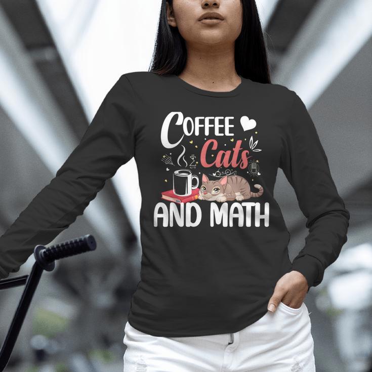 I Love Math Cats And Coffee Heart Mathematics Teacher Women Long Sleeve T-Shirt, gift for family, gift for coworker
