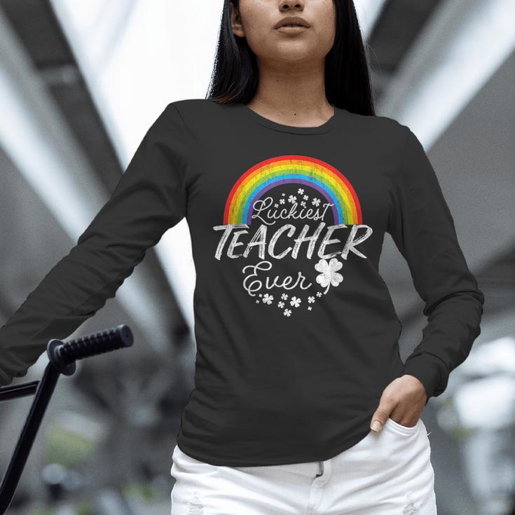 Luckiest Teacher Ever Rainbow- St Patricks Day Teacher Women Long Sleeve T-Shirt, gift for family, gift for coworker