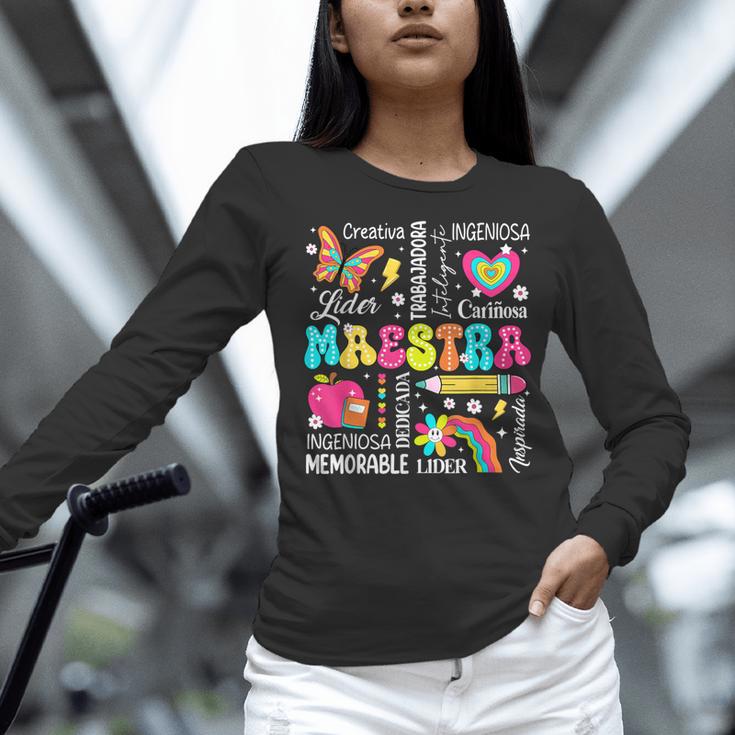 Maestra Spanish Teacher Back To School Maestra De Espanol Women Long Sleeve T-Shirt, gift for family, gift for coworker Maestra Spanish Teacher Back To School Maestra De Espanol Women Long Sleeve T-Shirt, gift for family, gift for coworker