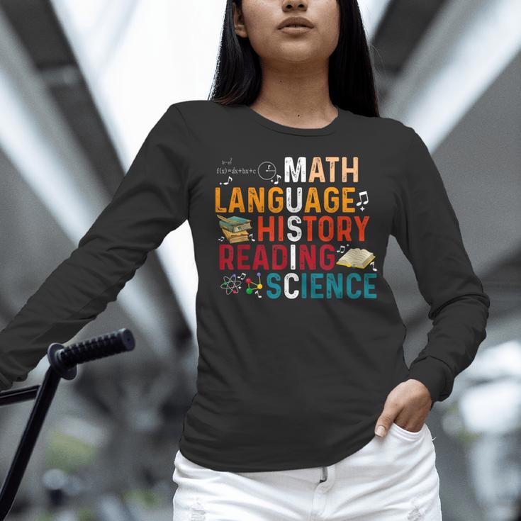 Math Language History Reading Science Music Teacher Women Long Sleeve T-Shirt, Science Teacher Shirts, History Teacher Shirts, gift for family, gift for coworker Math Language History Reading Science Music Teacher Women Long Sleeve T-Shirt, Science Teacher Shirts, History Teacher Shirts, gift for family, gift for coworker