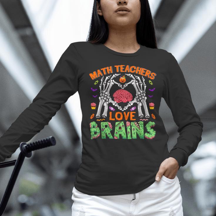 Math Teacher Love Brain Heart Skeleton Hand Zombie Halloween Women Long Sleeve T-Shirt, gift for family, gift for coworker Math Teacher Love Brain Heart Skeleton Hand Zombie Halloween Women Long Sleeve T-Shirt, gift for family, gift for coworker