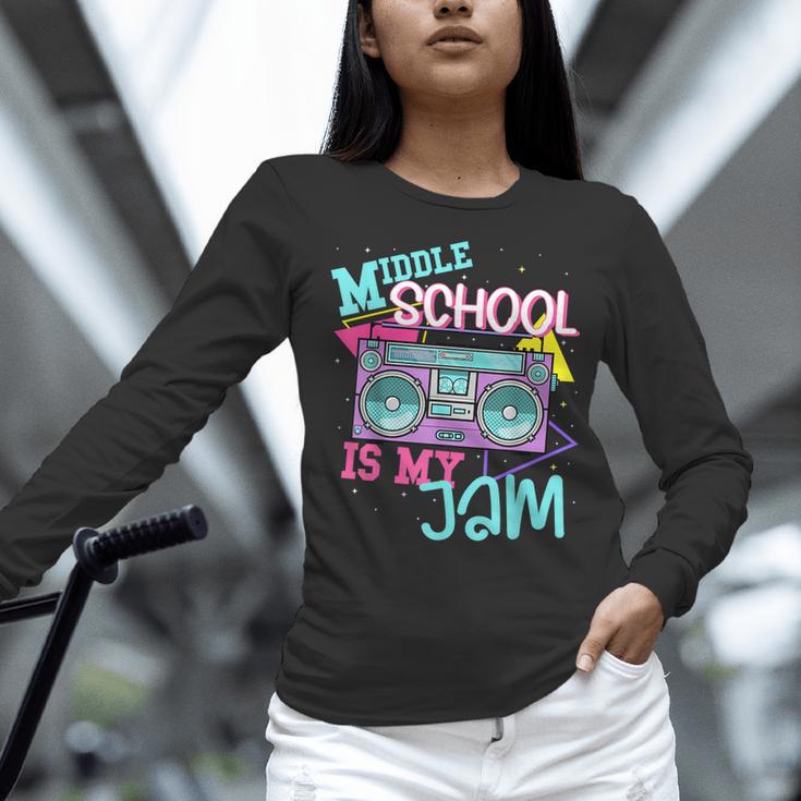 Middle School Is My Jam Cute Teacher Shirt 80's 90's Styl Women Long Sleeve T-Shirt, gift for family, gift for coworker Middle School Is My Jam Cute Teacher Shirt 80's 90's Styl Women Long Sleeve T-Shirt, gift for family, gift for coworker