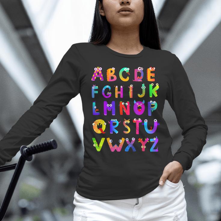 Monster ABC Cute Alphabet Halloween Teacher Costume Kids Women Long Sleeve T-Shirt, gift for family, gift for coworker Monster ABC Cute Alphabet Halloween Teacher Costume Kids Women Long Sleeve T-Shirt, gift for family, gift for coworker