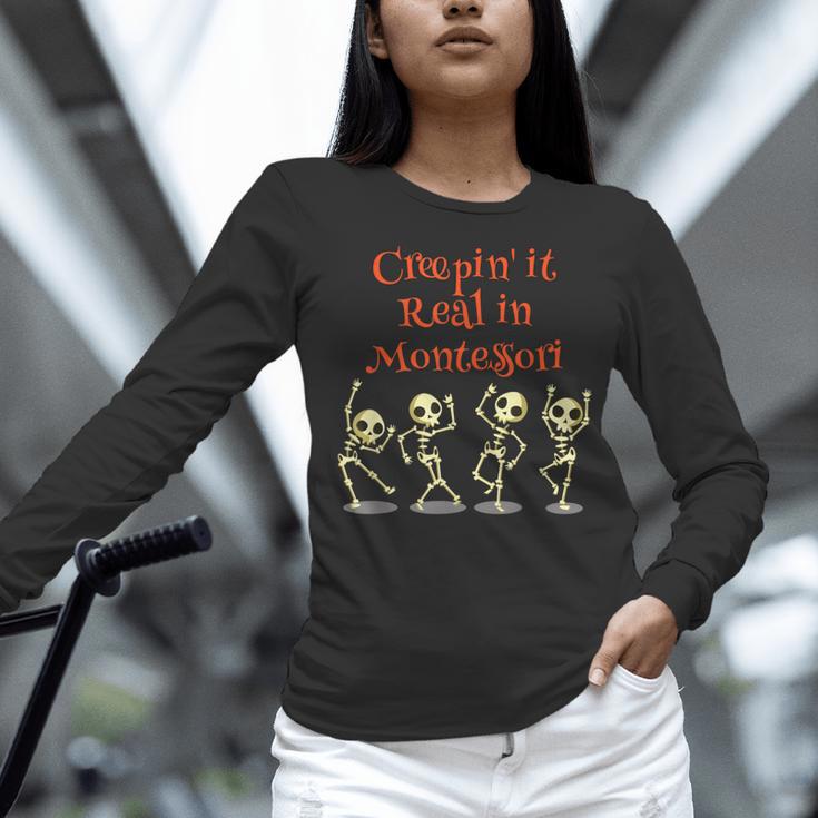 Montessori Creepin' It Real HALLOWEEN School Teacher Shirt Women Long Sleeve T-Shirt, gift for family, gift for coworker Montessori Creepin' It Real HALLOWEEN School Teacher Shirt Women Long Sleeve T-Shirt, gift for family, gift for coworker