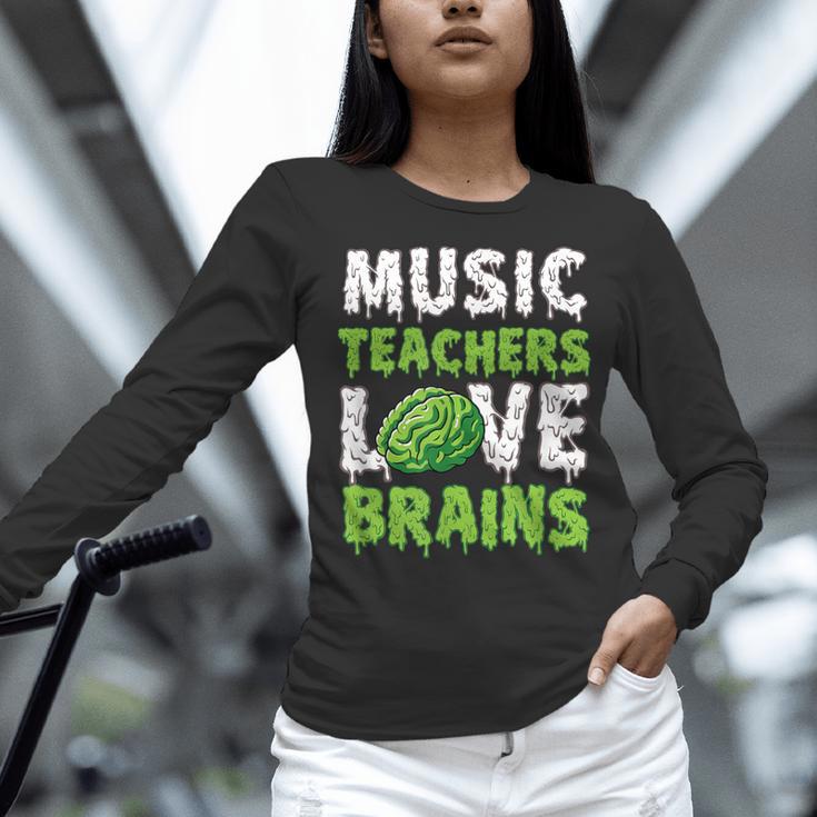 Music Teachers Love Brains Cute Teaching Halloween Women Long Sleeve T-Shirt, gift for family, gift for coworker